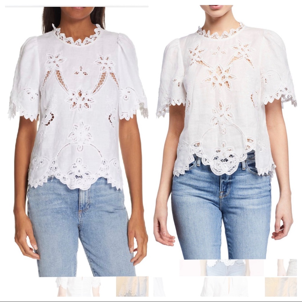 NWT Rebecca Taylor Embroidered Terri Top